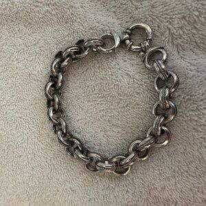 Stunning Milor Italy Sterling Silver (925) Large Rolo Link 12mm Chain Bracelet